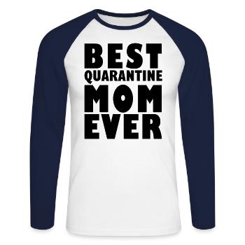 Meilleure maman de quarantaine de tous les temps - T-shirt baseball manches longues Homme - blanc/marine - Devant - Nik (191cm)