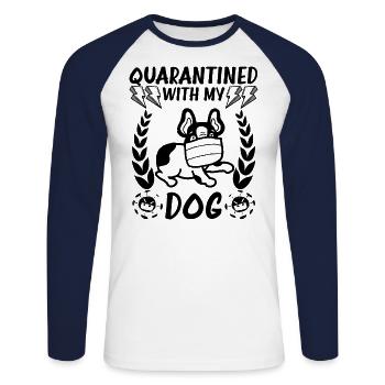 Mis en quarantaine avec l’humour de mon chien - T-shirt baseball manches longues Homme - blanc/marine - Devant - Nik (191cm)