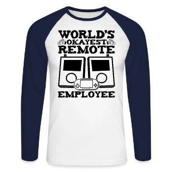 La quarantaine amusante de l’employé à distance le plus acceptable au monde - T-shirt baseball manches longues Homme - blanc/marine - Devant - Nik (191cm)