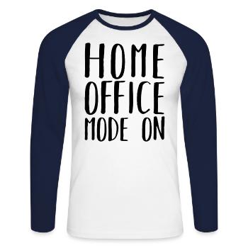 Home Office Mode On Humor Remote Work - Unisex Long Sleeve Baseball T-Shirt - white/navy - Front - Nik (191cm)