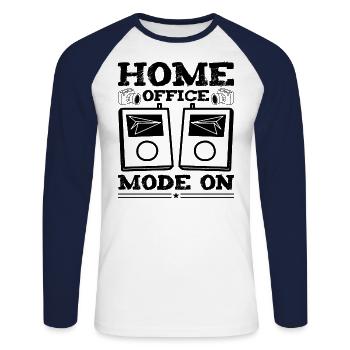 Home Office Mode On Humor Remote Work - Unisex Long Sleeve Baseball T-Shirt - white/navy - Front - Nik (191cm)