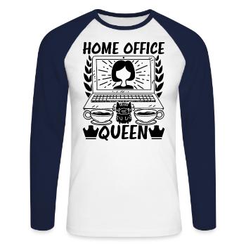 Home Office Queen Humor - Unisex Long Sleeve Baseball T-Shirt - white/navy - Front - Nik (191cm)