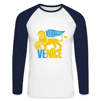 Armoiries de Venise - T-shirt baseball manches longues Homme - blanc/marine - Devant - Nik (191cm)