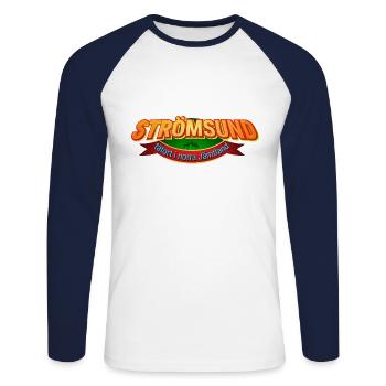 Strömsund - Unisex Long Sleeve Baseball T-Shirt - white/navy - Front - Nik (191cm)