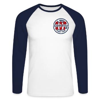 Desmond Dekker 007 - Unisex Baseballshirt langarm - Weiß/Navy - Vorne - Nik (191cm)