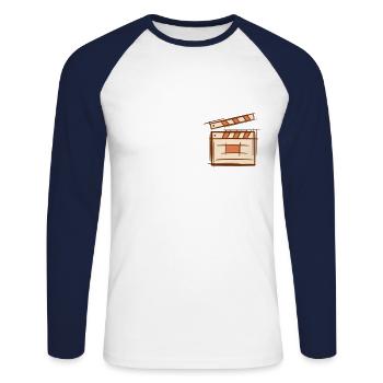 Clapperboard. Director. Film producer. Filmmaker. - Unisex Long Sleeve Baseball T-Shirt - white/navy - Front - Nik (191cm)