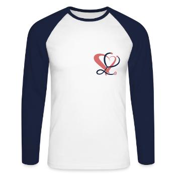 Stéthoscope et cœur. Infirmière / Médecin. - T-shirt baseball manches longues Homme - blanc/marine - Devant - Nik (191cm)