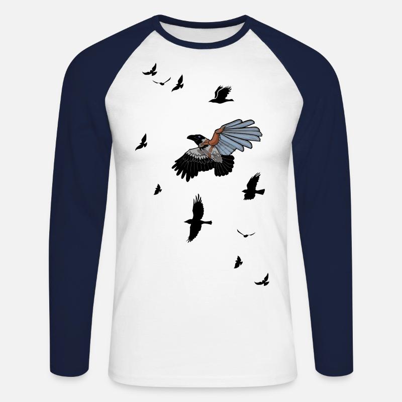 Cyborg-Vogel - Unisex Baseballshirt langarm - Weiß/Navy