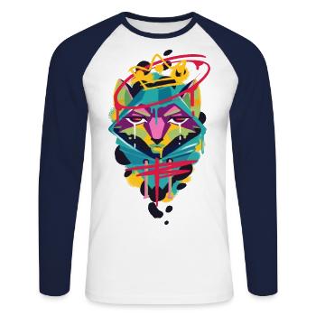 Beau et drôle Graffiti Fox Animal Design - T-shirt baseball manches longues Homme - blanc/marine - Devant - Nik (191cm)