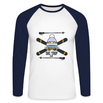 Ski Trip Zell - ski holiday - ski slope - Unisex Long Sleeve Baseball T-Shirt - white/navy - Front - Nik (191cm)