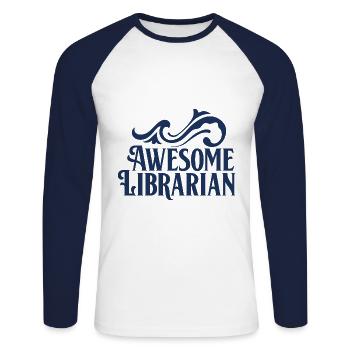 Librarian Librarian Library Books - Unisex Long Sleeve Baseball T-Shirt - white/navy - Front - Nik (191cm)