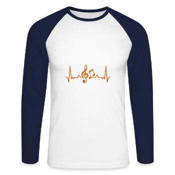 Heartbeat Music - Unisex Long Sleeve Baseball T-Shirt - white/navy - Front - Nik (191cm)