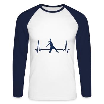 Handball handball joueuse de handball - T-shirt baseball manches longues Homme - blanc/marine - Devant - Nik (191cm)
