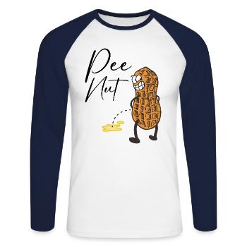 Pee nut - T-shirt baseball manches longues Homme - blanc/marine - Devant - Nik (191cm)