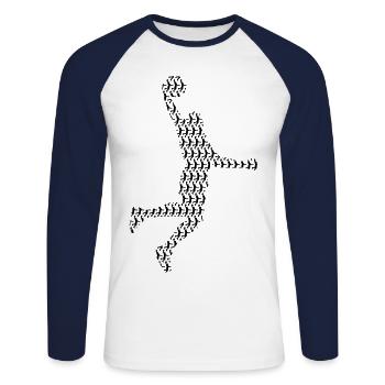 Basketball Dunking Basketball Basketball Player - T-shirt baseball manches longues Homme - blanc/marine - Devant - Nik (191cm)