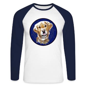 Golden Redriever - Unisex Long Sleeve Baseball T-Shirt - white/navy - Front - Nik (191cm)