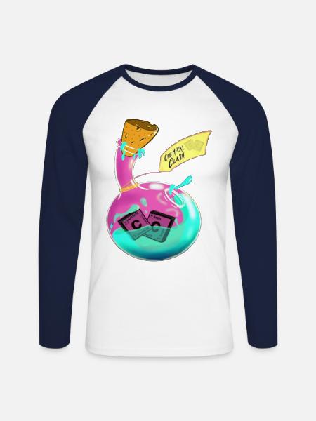 Chemical Clash - Unisex Long Sleeve Baseball T-Shirt - white/navy