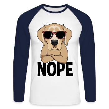 Nope Labrador Dog Nope Easy Nope - Unisex Long Sleeve Baseball T-Shirt - white/navy - Front - Nik (191cm)