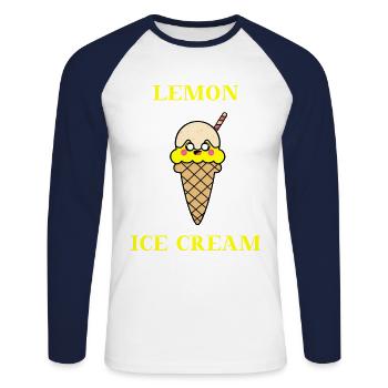 Lemon Ice Cream süß niedlich Geschenkidee Eis - Unisex Baseballshirt langarm - Weiß/Navy - Vorne - Nik (191cm)