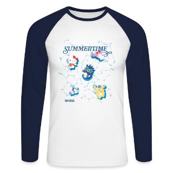 Hello Kitty And Friends Schwimmen Im Wasser - Unisex Baseballshirt langarm - Weiß/Navy - Vorne - Nik (191cm)
