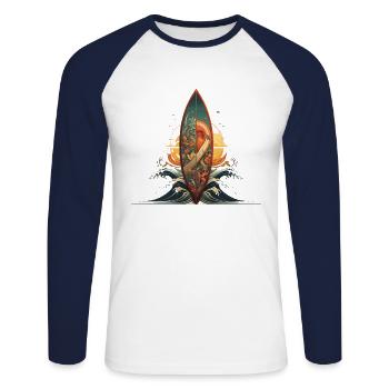 Planche de surf Shared Sea Artwork Surfing - T-shirt baseball manches longues Homme - blanc/marine - Devant - Nik (191cm)