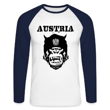 Österreich - Unisex Baseballshirt langarm - Weiß/Navy - Vorne - Nik (191cm)