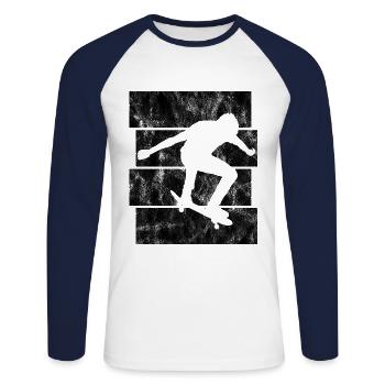 Skateboarder Skateboard Skater Skate Skateing - Unisex Long Sleeve Baseball T-Shirt - white/navy - Front - Nik (191cm)