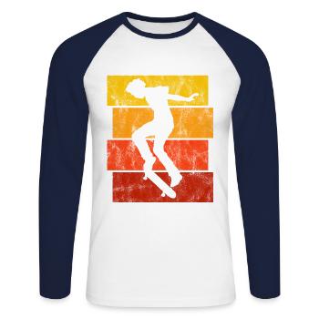 Skateboarder Skateboard Skater Skate Skateing - Unisex Long Sleeve Baseball T-Shirt - white/navy - Front - Nik (191cm)