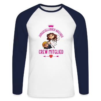 Junggesellinnen Abschied Party Crew - Unisex Baseballshirt langarm - Weiß/Navy - Vorne - Nik (191cm)
