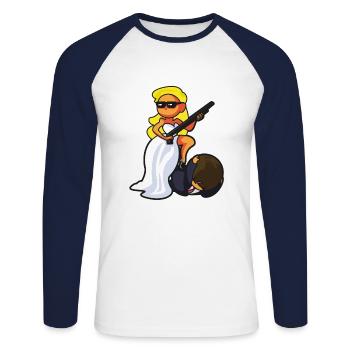 bride and groom pistol - Unisex Long Sleeve Baseball T-Shirt - white/navy - Front - Nik (191cm)