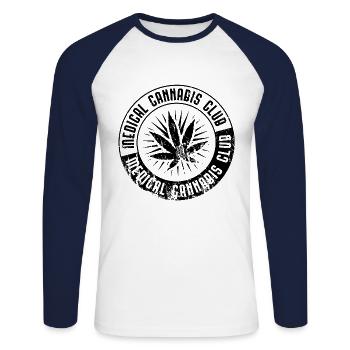 medizin rauchen weed hanf cannabis - Unisex Baseballshirt langarm - Weiß/Navy - Vorne - Nik (191cm)