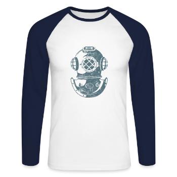 Equipement de plongée Apnée de plongée - T-shirt baseball manches longues Homme - blanc/marine - Devant - Nik (191cm)