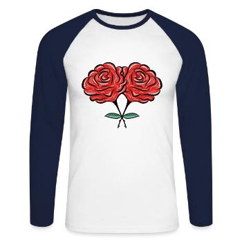 rosen blumen - Unisex Baseballshirt langarm - Weiß/Navy - Vorne - Nik (191cm)