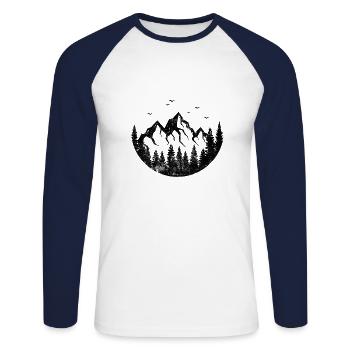 Mountains Nature Forest Symbol Icon - Unisex Long Sleeve Baseball T-Shirt - white/navy - Front - Nik (191cm)