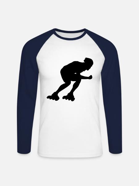 inline skating - Unisex Long Sleeve Baseball T-Shirt - white/navy