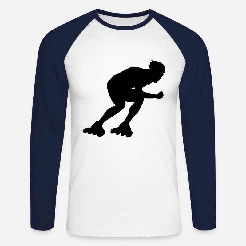 inline skating - Unisex Baseballshirt langarm - Weiß/Navy