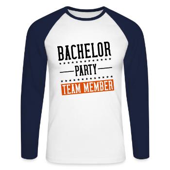 bachelor farewell party - Unisex Long Sleeve Baseball T-Shirt - white/navy - Front - Nik (191cm)