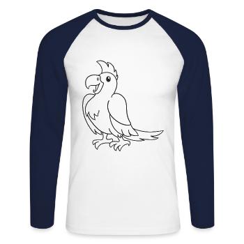 Papagei, Vogel, Geschenk, Geschenkidee - Unisex Baseballshirt langarm - Weiß/Navy - Vorne - Nik (191cm)