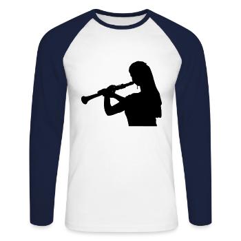 musique clarinette instrument - T-shirt baseball manches longues Homme - blanc/marine - Devant - Nik (191cm)