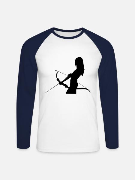 Archery arrow and bow - Unisex Long Sleeve Baseball T-Shirt - white/navy