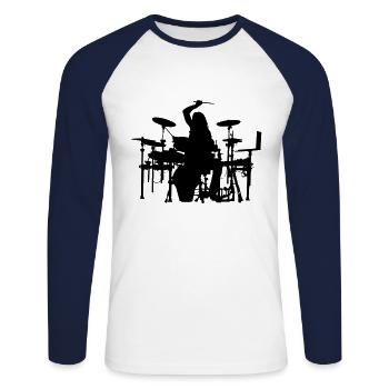 Schlagzeuger Musiker Musik - Unisex Baseballshirt langarm - Weiß/Navy - Vorne - Nik (191cm)