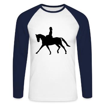 dressur reiterin pferd silhouette - Unisex Baseballshirt langarm - Weiß/Navy - Vorne - Nik (191cm)