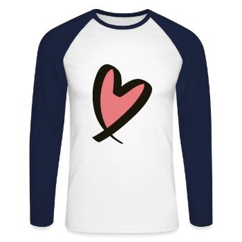 Heart black pink - Unisex Long Sleeve Baseball T-Shirt - white/navy - Front - Nik (191cm)