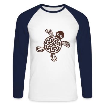 Tortoise turtle drawing mexico brown - Unisex Long Sleeve Baseball T-Shirt - white/navy - Front - Nik (191cm)