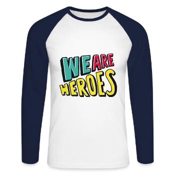 We are heroes colorful - Unisex Long Sleeve Baseball T-Shirt - white/navy - Front - Nik (191cm)