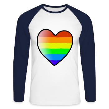 Rainbow Heart Colorful Gift Idea LGBT - Unisex Long Sleeve Baseball T-Shirt - white/navy - Front - Nik (191cm)