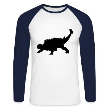 Ankylosaurus silhouette de dinosaure - T-shirt baseball manches longues Homme - blanc/marine - Devant - Nik (191cm)