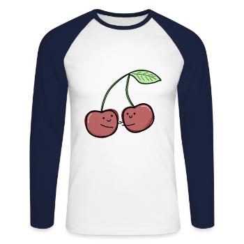 Cute cherries - Unisex Long Sleeve Baseball T-Shirt - white/navy - Front - Nik (191cm)
