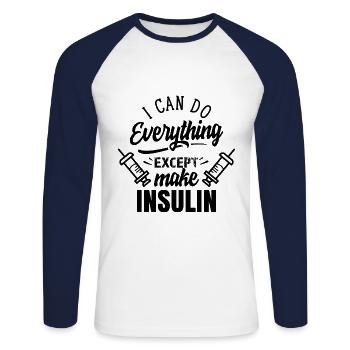 Ich Kann Alles Machen Außer Insulin Herstellen - Unisex Baseballshirt langarm - Weiß/Navy - Vorne - Nik (191cm)