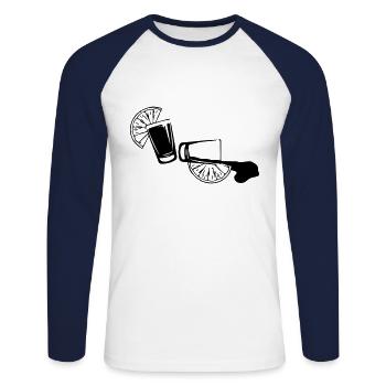 Tequila glas alkohol - Unisex Baseballshirt langarm - Weiß/Navy - Vorne - Nik (191cm)